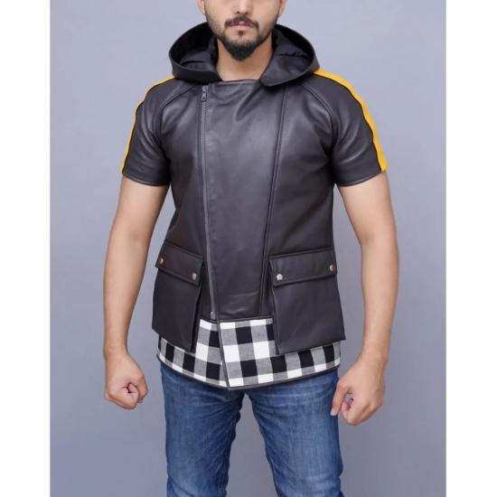 Game Inspired Kingdom Hearts III Riku Cosplay Costume Hooded Leather Jacket