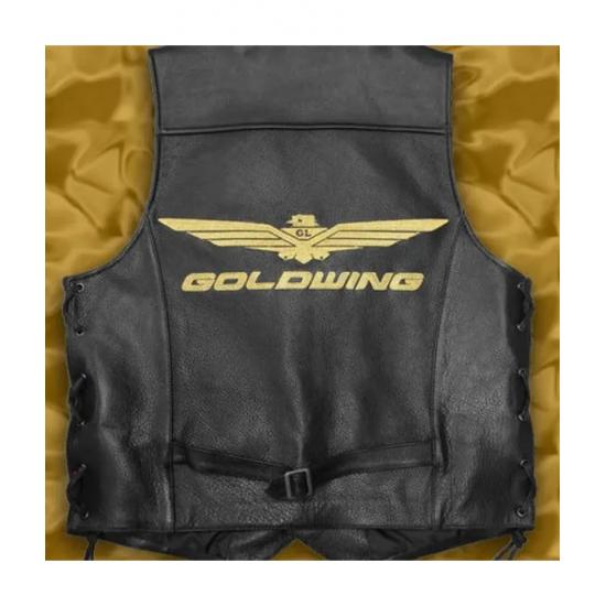 Goldwing Biker Black Leather Vest