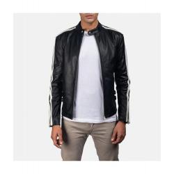 Hank Black Leather Biker Jacket	
