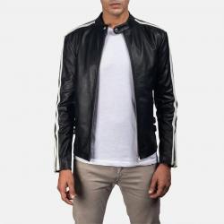 Hank Black Leather Biker Jacket	 Hank Black Leather Biker Jacket