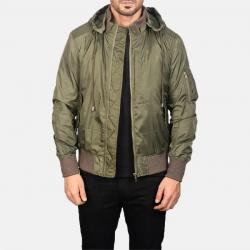 Hanklin Green Hooded Bomber Jacket	 Hanklin Green Hooded Bomber Jacket