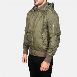 Hanklin Green Hooded Bomber Jacket	 Hanklin Green Hooded Bomber Jacket