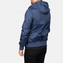 Hanklin Blue Hooded Bomber Jacket	 Hanklin Blue Hooded Bomber Jacket