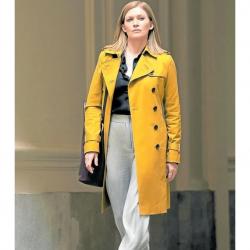 Hanna Mireille Enos Double Breasted Yellow Coat	