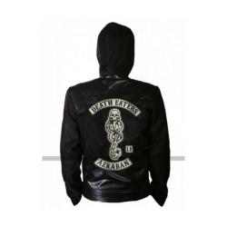 Harry Potter Death Eaters Of Azkaban Black Leather Hoodie Jacket	