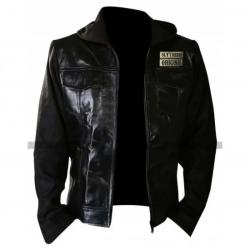 Harry Potter Death Eaters Of Azkaban Black Leather Hoodie Jacket	 Harry Potter Death Eaters Of Azkaban Black Leather Hoodie Jacket