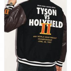 Headgear Tyson Vs Holyfield Black Varsity Letterman Jacket	 Headgear Tyson Vs Holyfield Black Varsity Letterman Jacket