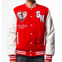 Heart Break Red Letterman Varsity Jacket	 Heart Break Red Letterman Varsity Jacket