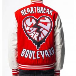 Heart Break Red Letterman Varsity Jacket	 Heart Break Red Letterman Varsity Jacket