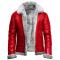 Holiday Christmas Red A2 Bomber Aviator With Artificial Fur Collar Genuine Leather Jacket	