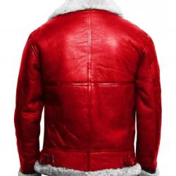 Holiday Christmas Red A2 Bomber Aviator With Artificial Fur Collar Genuine Leather Jacket	 Holiday Christmas Red A2 Bomber Aviator With Artificial Fur Collar Genuine Leather Jacket