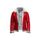 Holiday Christmas Red A2 Bomber Aviator With Artificial Fur Collar Genuine Leather Jacket