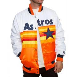 Houston Astros White and Orange Satin Jacket	