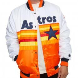 Houston Astros White and Orange Satin Jacket	 Houston Astros White and Orange Satin Jacket
