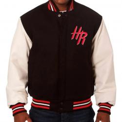 Houston Rockets Black and White Varsity Jacket	 Houston Rockets Black and White Varsity Jacket