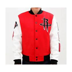 Houston Rockets White And Red Varsity Jacket	