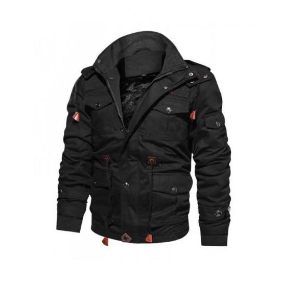 Hugo Men's Black Cotton Military Jacket