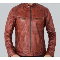 Idaho Mens Brown Leather Moto Jacket	 Idaho Mens Brown Leather Moto Jacket