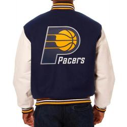 Indiana Pacers Navy and White Varsity Jacket	