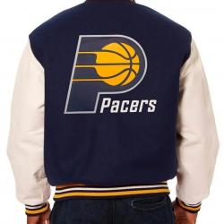 Indiana Pacers Navy and White Varsity Jacket	 Indiana Pacers Navy and White Varsity Jacket