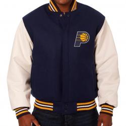 Indiana Pacers Navy and White Varsity Jacket	 Indiana Pacers Navy and White Varsity Jacket