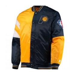 Indiana Pacers Starter Satin Yellow and Blue Jacket	