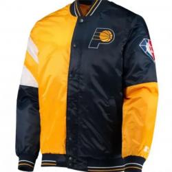 Indiana Pacers Starter Satin Yellow and Blue Jacket	 Indiana Pacers Starter Satin Yellow and Blue Jacket