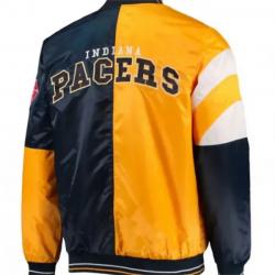 Indiana Pacers Starter Satin Yellow and Blue Jacket	 Indiana Pacers Starter Satin Yellow and Blue Jacket