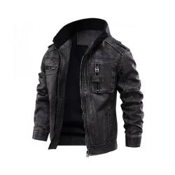 Jasper Black Distressed Leather Cafe Racer Jacket for Men	