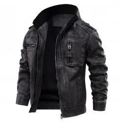 Jasper Black Distressed Leather Cafe Racer Jacket for Men	 Jasper Black Distressed Leather Cafe Racer Jacket for Men
