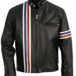 Johnny Knoxville Biker Striped Leather Jacket	 Johnny Knoxville Biker Striped Leather Jacket