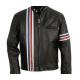 Johnny Knoxville Biker Striped Leather Jacket