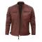 Johnson Dark Brown Quilted Motorcycle Leather Jacket	
