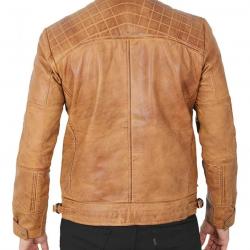 Johnson Quilted Distressed Camel Leather Jacket Mens Johnson Quilted Distressed Camel Leather Jacket Mens