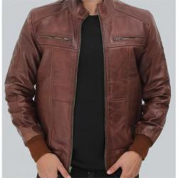 Johnston Mens Brown Lambskin Bomber Leather Jacket	 Johnston Mens Brown Lambskin Bomber Leather Jacket