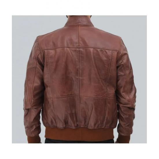 Johnston Mens Brown Lambskin Bomber Leather Jacket