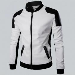 Joliet White Leather Perforated Jacket Mens	