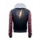 Justice League Barry Allen Flash Leather Jacket With Fleece Hood	