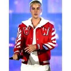 Justin Bieber Red Varsity Jacket	