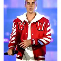 Justin Bieber Red Varsity Jacket	