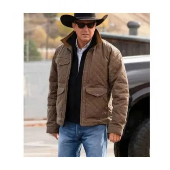 Kevin Costner Yellowstone Season 04 Brown Quilted Jacket