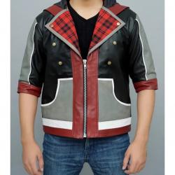 Kingdom Hearts Sora Cosplay Costume Hooded Leather Jacket	 Kingdom Hearts Sora Cosplay Costume Hooded Leather Jacket
