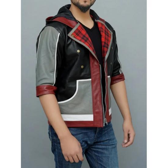 Kingdom Hearts Sora Cosplay Costume Hooded Leather Jacket