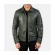 Lavendard Green Leather Biker Jacket