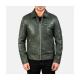 Lavendard Green Leather Biker Jacket