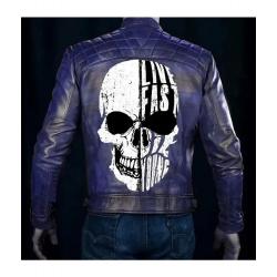 Live Fast Die Young Skull Biker Jacket	