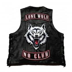 Lone Wolf Biker Leather Vest	 Lone Wolf Biker Leather Vest