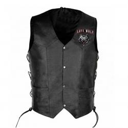 Lone Wolf Biker Leather Vest	 Lone Wolf Biker Leather Vest