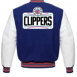 Los Angeles Clippers Varsity Basketball Blue and White Jacket	 Los Angeles Clippers Varsity Basketball Blue and White Jacket