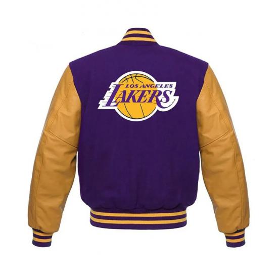 Los Angeles Lakers NBA Purple and Yellow Letterman Jacket